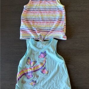 Colorful Striped and Butterfly Kids Tank Tops